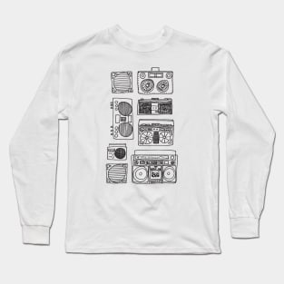 Retro Boomboxes Stacks Long Sleeve T-Shirt